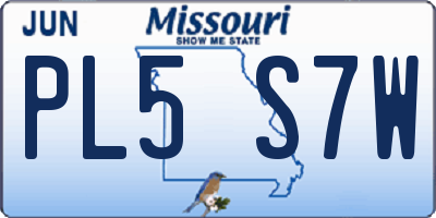 MO license plate PL5S7W