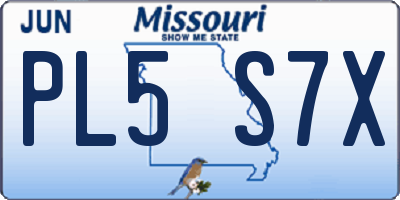 MO license plate PL5S7X