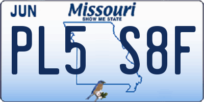 MO license plate PL5S8F
