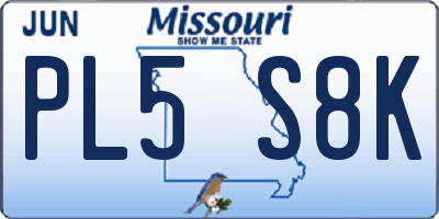 MO license plate PL5S8K
