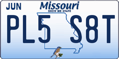 MO license plate PL5S8T