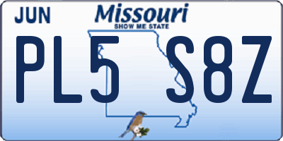 MO license plate PL5S8Z