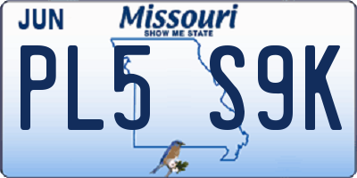 MO license plate PL5S9K