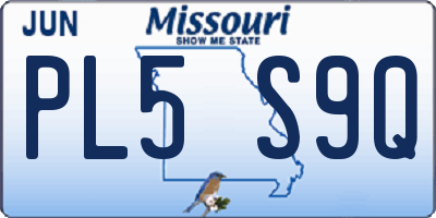 MO license plate PL5S9Q