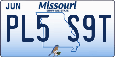 MO license plate PL5S9T