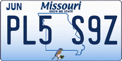 MO license plate PL5S9Z