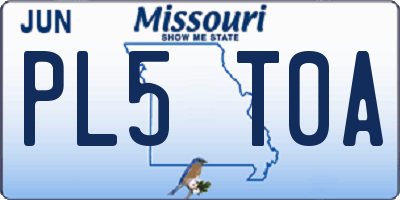 MO license plate PL5T0A