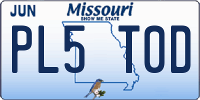 MO license plate PL5T0D