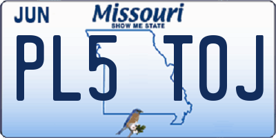 MO license plate PL5T0J