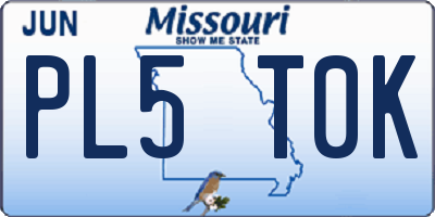 MO license plate PL5T0K