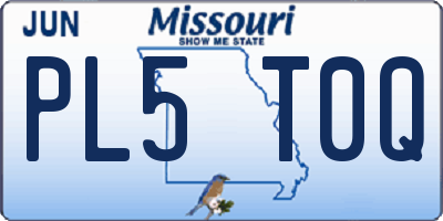 MO license plate PL5T0Q