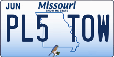MO license plate PL5T0W