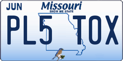 MO license plate PL5T0X