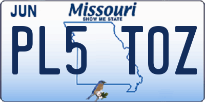 MO license plate PL5T0Z