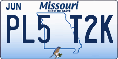 MO license plate PL5T2K