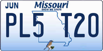 MO license plate PL5T2O