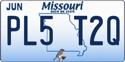 MO license plate PL5T2Q