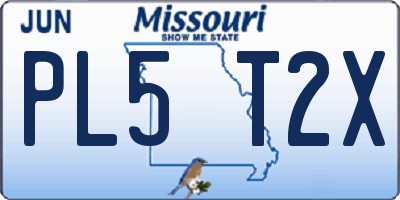 MO license plate PL5T2X