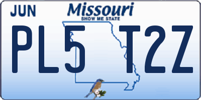 MO license plate PL5T2Z