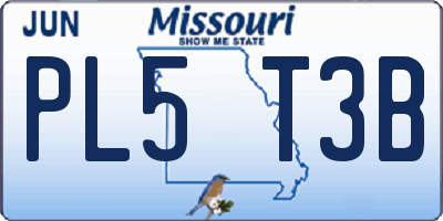 MO license plate PL5T3B