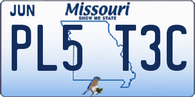 MO license plate PL5T3C
