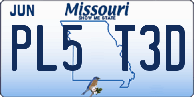 MO license plate PL5T3D