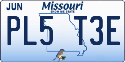 MO license plate PL5T3E