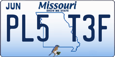 MO license plate PL5T3F