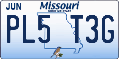 MO license plate PL5T3G