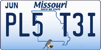 MO license plate PL5T3I