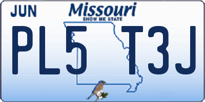 MO license plate PL5T3J