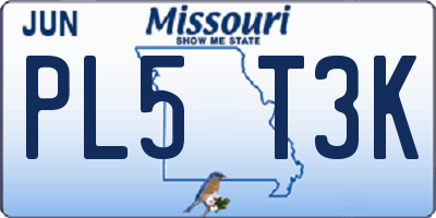 MO license plate PL5T3K
