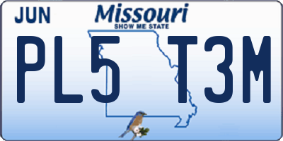 MO license plate PL5T3M