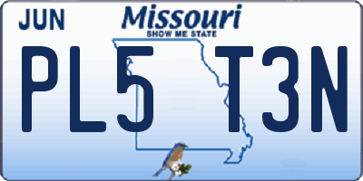 MO license plate PL5T3N