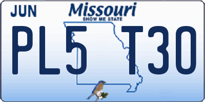 MO license plate PL5T3O