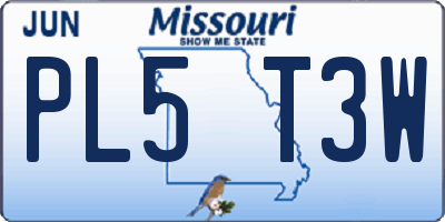 MO license plate PL5T3W