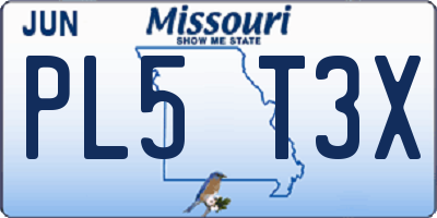 MO license plate PL5T3X