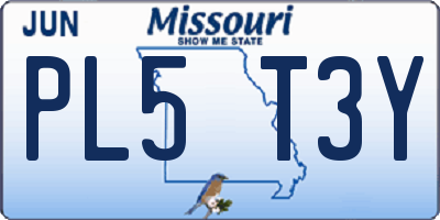 MO license plate PL5T3Y