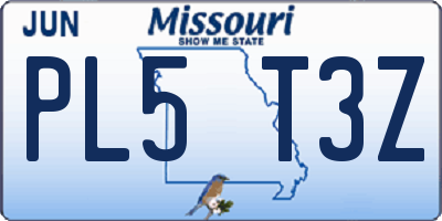 MO license plate PL5T3Z