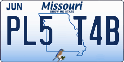 MO license plate PL5T4B