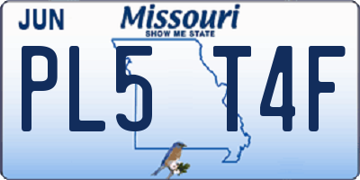 MO license plate PL5T4F