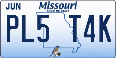 MO license plate PL5T4K