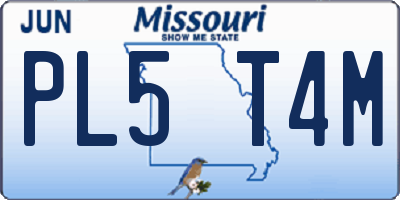MO license plate PL5T4M