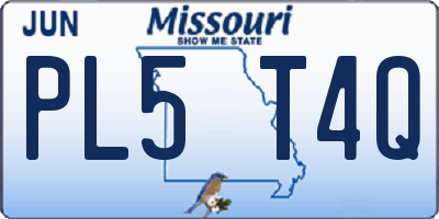 MO license plate PL5T4Q