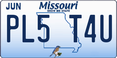 MO license plate PL5T4U