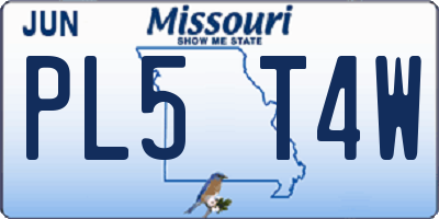 MO license plate PL5T4W