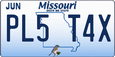 MO license plate PL5T4X