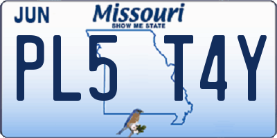 MO license plate PL5T4Y