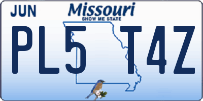 MO license plate PL5T4Z