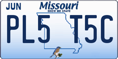 MO license plate PL5T5C